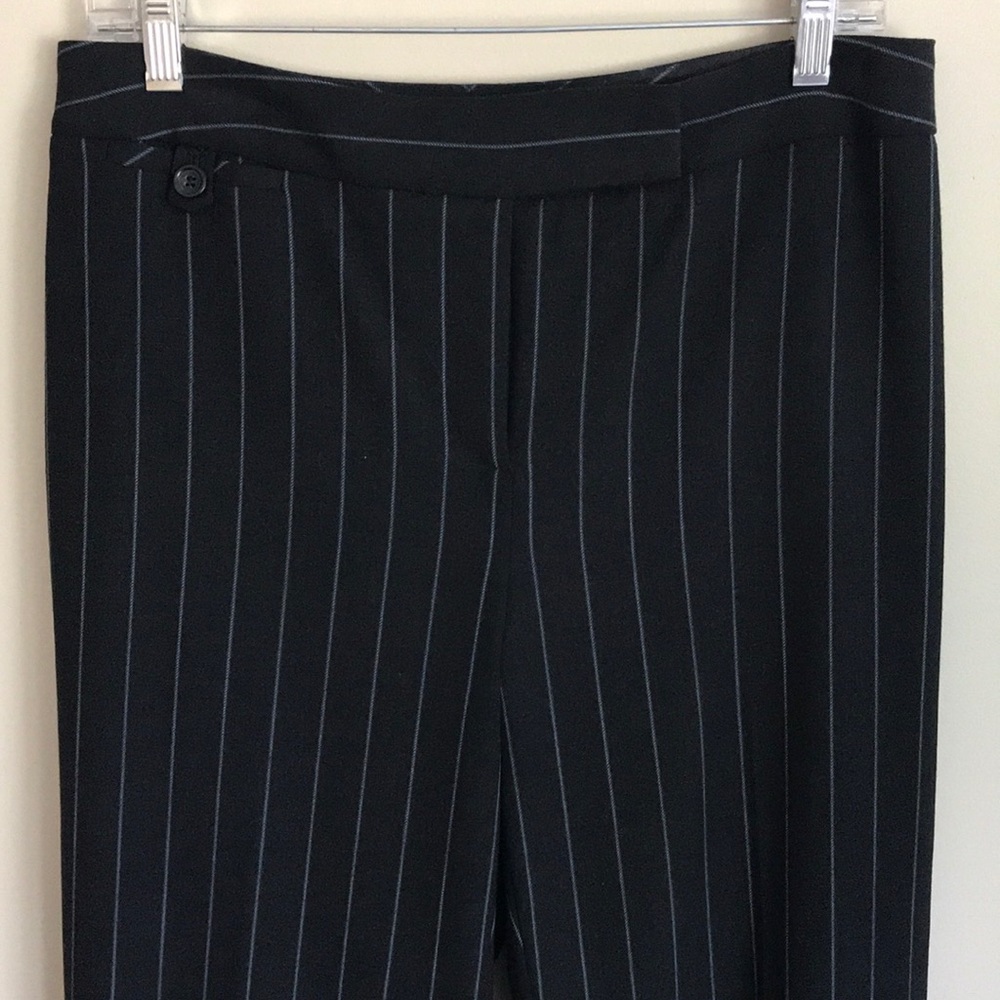 Ann Taylor Black pants w wide blue stripes-size 8